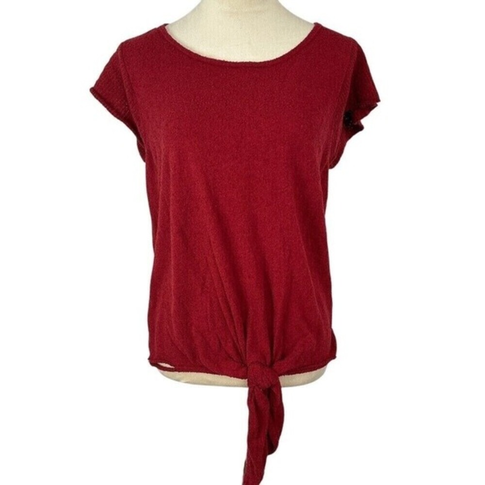 Madewell Marin Tie Front Sweater Tee In Deep Crimson Womens‎ XL